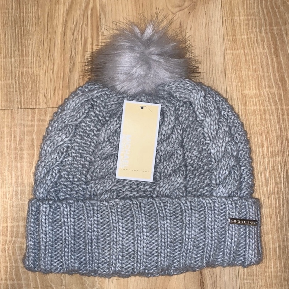 Michael Kors Woman Pom Pom Grey Beanie Hat